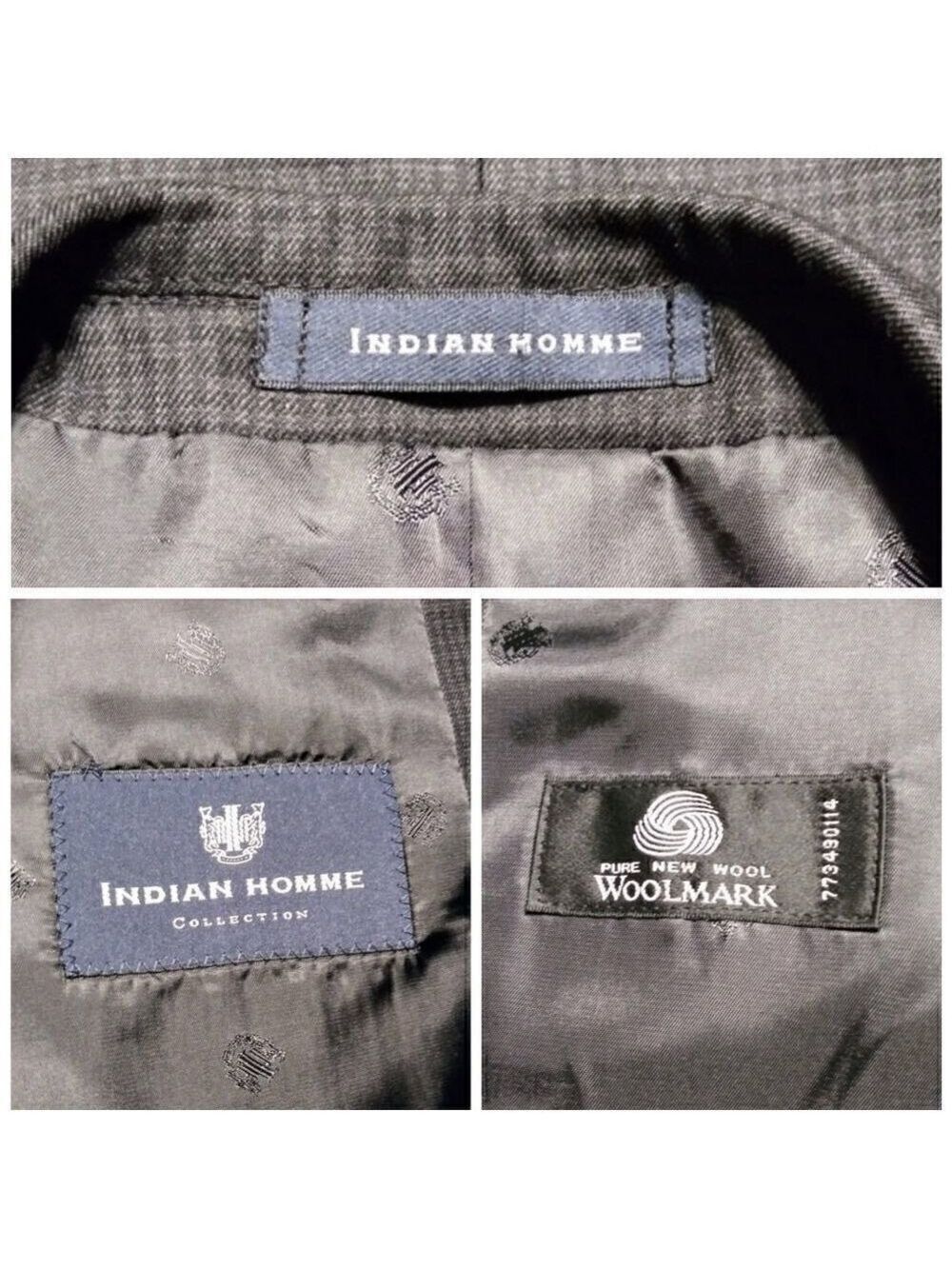 Indian Homme Blazer Jacket Wool Grey Black Size 40R - Picture 10 of 13